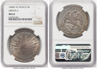 Republic 8 Reales 1868 O-AE MS65 NGC, Oaxaca mint, KM377.11, DP-Oa16. Ornate 6 variety. The scarcer variety of the type and the finest we have brought...