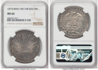 Republic 8 Reales 1879/8 Mo-MH MS66 NGC, Mexico City mint, KM377.10, DP-Mo64. The finest specimen graded across certification companies by two whole p...