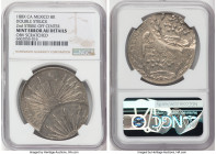 Republic Mint Error - Double Struck 8 Reales 188X-Ca AU Details (Obverse Scratched) NGC, Culiacan mint, KM377.2. Mint Error with the 2nd strike approx...