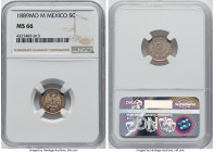 Republic 5 Centavos 1889 Mo-M MS66 NGC, Mexico City mint, KM398.7. With lovely peach tone complimenting the brilliance of the fields. HID09801242017 ©...