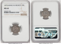 Republic 10 Centavos 1879/69 Mo-M MS64 NGC, Mexico City mint, KM403.7. The finest graded across certification companies, a near-Gem wearing opalescent...