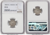Republic 10 Centavos 1882 As-L XF45 NGC, Alamos mint, KM403. Mintage: 22,000. The finest example across grading companies with an even presentation an...