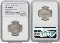 Republic 25 Centavos 1869 Pi-S AU Details (Harshly Cleaned) NGC, Potosi mint, KM406.8. First year of type, and the only specimen graded across certifi...