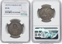 Republic 50 Centavos 1877 Pi-H XF45 NGC, Potosi mint, KM407.7. Very respectable example of this lesser-encountered type, graced by a subtle cabinet to...