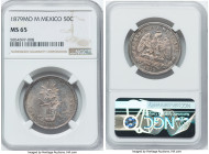Republic 50 Centavos 1879 Mo-M MS65 NGC, Mexico City mint, KM407.6. A scarce date and offered here in absolutely spectacular state of preservation. Th...
