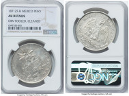 Republic Peso 1871 Zs-H AU Details (Obverse Tooled, Cleaned) NGC, Zacatecas mint, KM408.8. A salt-gray piece admitting marks adjacent and below the sc...