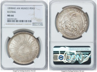 Republic Restrike Peso 1898 Mo-AM MS66 NGC, Mexico City mint, KM409.2. Restrike (1949) - reverse with 134 beads. Quite an attractive Jewel with velvet...
