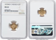 Republic gold Peso 1870 Mo-C MS65 NGC, Mexico City mint, KM410.5. Mintage: 2,540. The first date in this mint-denomination series, represented by NGC'...