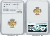Republic gold Peso 1872 Mo-M/C MS65 NGC, Mexico City mint, KM410.5, Fr-157. A brilliant Gem with razor-sharp motifs and glossy fields. HID09801242017 ...