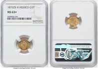 Republic gold Peso 1872 Zs-H MS63+ NGC, Zacatecas mint, KM410.6, Fr-164. Mintage: 2,024. The first year of this conditionally scarce mint-denomination...