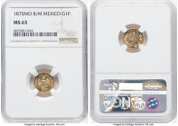 Republic gold Peso 1875 Mo-B/M MS63 NGC, Mexico City mint, KM410.5. HID09801242017 © 2022 Heritage Auctions | All Rights Reserved