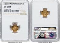 Republic gold Peso 1881/71 Mo-M MS63 Prooflike NGC, Mexico City mint, KM410.5. Mintage: 1,000. The only specimen of this mint-date combination awarded...
