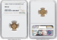 Republic gold Peso 1882/72 Mo-M MS62 NGC, Mexico City mint, KM410.5. Tied for the second-finest grade at NGC, champagne toned and lustrous. HID0980124...