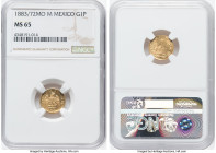 Republic gold Peso 1883/72 Mo-M MS65 NGC, Mexico City mint, KM410.5. Mintage: 1,000. Tied for the finest at NGC. HID09801242017 © 2022 Heritage Auctio...