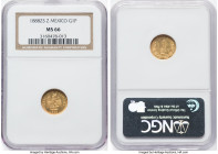 Republic gold Peso 1888 Zs-Z MS66 NGC, Zacatecas mint, KM410.6, Fr-164. From a miniscule mintage of just 280 pieces, the key for this already scarce m...