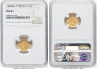 Republic gold Peso 1889 Zs-Z MS63 NGC, Zacatecas mint, KM410.6, Fr-164. Mintage: 492. From the second lowest reported mintage for this mint-denominati...