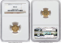 Republic gold Peso 1890 Mo-M MS62 NGC, Mexico City mint, KM410.5, Fr-157. From a mintage of a mere 570 pieces, the second lowest year for this mint-de...