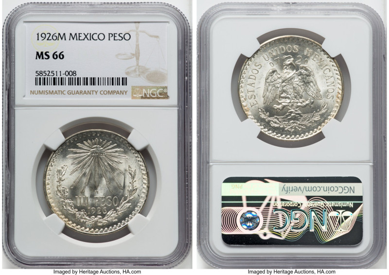 Estados Unidos Peso 1926-M MS66 NGC, Mexico City mint, KM455. Sitting at the las...