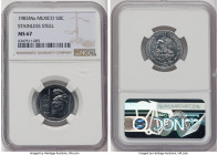Estados Unidos stainless steel "Palenque Culture" 50 Centavos 1983-Mo MS67 NGC, Mexico City mint, KM492. One year type. Tied with one other specimen f...