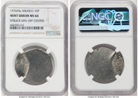 Estados Unidos Mint Error - Struck 65% Off Center 10 Pesos 1976-Mo MS66 NGC, Mexico City mint, KM477.1. Flow lines and superfluous metal visible from ...