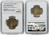 Estados Unidos Mint Error - Struck 35% Off Center 100 Pesos ND (1984-1992)-Mo MS65 NGC, Mexico City mint, KM493. HID09801242017 © 2022 Heritage Auctio...
