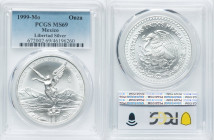 Estados Unidos Onza 1999-Mo MS69 PCGS, Mexico City mint, KM613. An arctic white specimen adorned by a breath for frosty luster, in near-perfect techni...