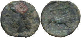 Northern Apulia, Arpi, 3rd century BC. Æ (21mm, 6.73g). Laureate head of Zeus l. R/ Boar r.; spear above. HNItaly 642; SNG ANS 635. Good Fine