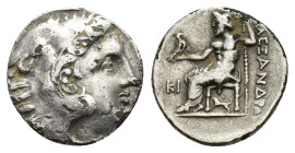 Kings of Macedon, Alexander III ‘the Great’ (336-323 BC). Fourrèe Drachm (17mm, 3.08g). Lampsakos(?). Head of Herakles r., wearing lion skin. R/ Zeus ...