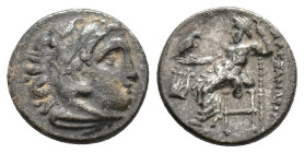 Kings of Macedon, Philip III Arrhidaios (323-317 BC). AR Drachm (17mm, 4.15g). In the name and types of Alexander III. Kolophon, c. 322-319 BC. Head o...