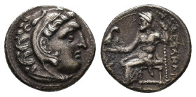 Kings of Macedon, Alexander III “the Great” (336-323 BC). AR Drachm (18mm, 4.19g). Uncertain mint. Head of Herakles r., wearing lion's skin. R/ Zeus A...