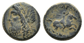 Mysia, Adramytion, 2nd century BC. Æ (15.5mm, 4.43g). Uncertain magistrate. Laureate head of Zeus l. R/ Horseman riding r. Cf. SNG BnF 5. Near VF