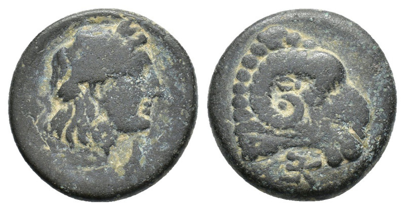 Troas, Kebren, 4th century BC. Æ (19mm, 7.55g). Laureate head of Apollo r. R/ Ra...