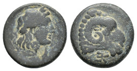 Troas, Kebren, 4th century BC. Æ (19mm, 7.55g). Laureate head of Apollo r. R/ Ram's head r.; monogram below. Cf. SNG Arikantürk 401. Good Fine