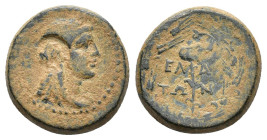 Aeolis, Elaia, c. 2nd-1st century BC. Æ (20mm, 8.61g). Wreathed head of Demeter r.; c/m on head. R/ Poppy within wreath of corn-ears. Cf. SNG Copenhag...
