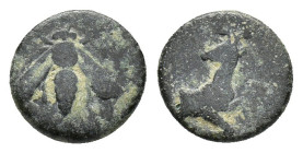 Ionia, Ephesos, c. 4th century BC. Æ (12mm, 1.50g). Bee. R/ Forepart of a stag r., head l. SNG Kayhan -; SNG Copenhagen 244. Good Fine