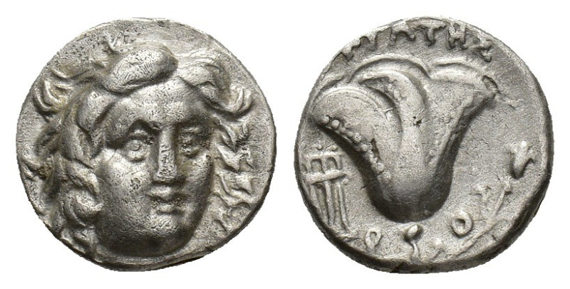 Islands of Caria, Rhodes, c. 229-205 BC. AR Drachm (14mm, 2.76g). Eukrates, magi...