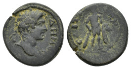 Lydia, Saitta. Pseudo-autonomous, time of Marcus Aurelius (161-180). Æ (19mm, 5.87g). Laureate bust of Demos r. R/ Herakles standing facing, head l., ...