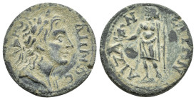 Phrygia, Aezanis. Pseudo-autonomous, time of Gallienus (253-268). Æ (30mm, 15.50g). Laureate head of Demos r. R/ Zeus standing l., holding eagle and s...