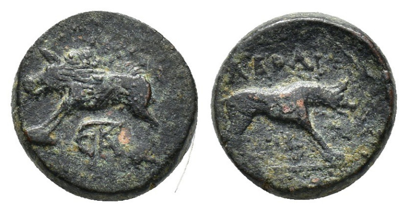 Phrygia, Laodikeia, c.1st century BC. Æ (14mm, 3.74g). Boar (river god Kapros) s...