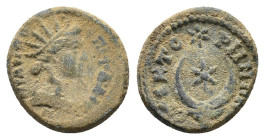 Phrygia, Stectorium. Pseudo-autonomous. Time of Marcus Aurelius (161-180). Æ (15mm, 2.52g). Fl. Likinnianos, magistrate. Radiate bust of Helios r. R/ ...