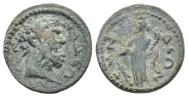 Phrygia, Synnada, c. 3rd century AD. Æ (23mm, 7.42g). Bare head of Herakles r. R/ Tyche standing l., holding rudder and cornucopia. RPC VI online 1101...