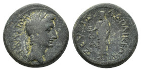 Augustus (27 BC-AD 14). Phrygia, Laodicea ad Lycum. Æ (19mm, 6.22g). Zeuxis, philalethes, c. 15 BC. Laureate head r. R/ Zeus Laodikeos standing l., ho...