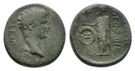 Augustus (27 BC-AD 14). Phrygia, Laodicea ad Lycum. Æ (15mm, 3.84g). Sosthenes, magistrate, c. 10 BC(?). Bare head r. R/ Zeus Laodikeios standing l., ...