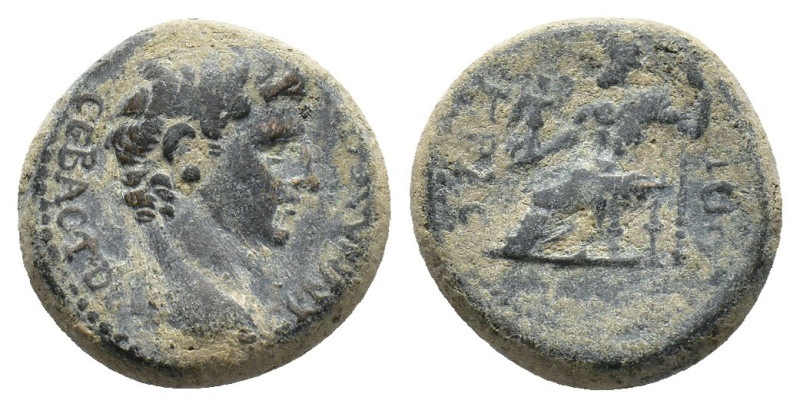 Tiberius (14-37). Phrygia, Synnada. Æ (18mm, 5.76g). Krassos, magistrate. Bare h...