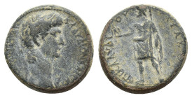 Claudius (41-54). Phrygia, Aezanis. Æ (18mm, 4.74g). Claudius Hierax, magistrate. Laureate head r. R/ Zeus standing l., holding eagle and sceptre. RPC...