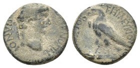 Nero (54-68). Phrygia, Amorium. Æ (18mm, 5.13g). Leukios Ioulios Kato, magistrate. Laureate head r. R/ Eagle standing l. on animal leg(?). RPC I 3241;...