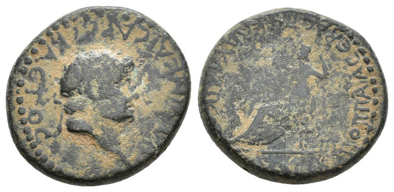 Nero with Poppaea (54-68). Lycaonia, Iconium. Æ (27mm, 15.41g). Laureate head of...