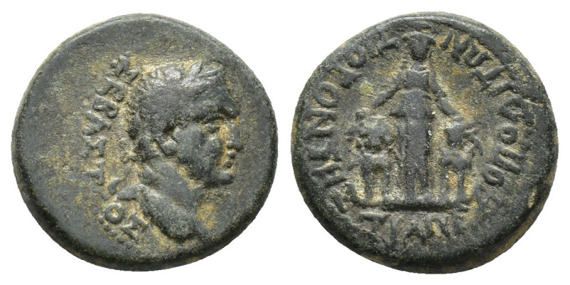 Vespasian (69-79). Caria, Trapezopolis. Æ (19.5mm, 6.11g). Laureate head r. R/ C...
