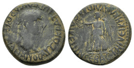Vespasian (69-79). Lycaonia, Laodicea Combusta. Æ Trihemiassaria (23mm, 10.17g), c. AD 75-79?. Laureate head r. R/ Nike advancing l., holding wreath a...