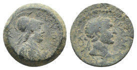 Trajan (98-117). Cilicia, Flaviopolis. Æ (17mm, 4.29g). Laureate head r. R/ Helmeted bust of Athena r. RPC III 3377; SNG BnF 2175 (4 specimens). Rare,...